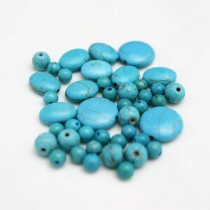 Gemstone Bead Mix - Shades of Blue - Blue Howlite & Turquoise - BEADLOT11